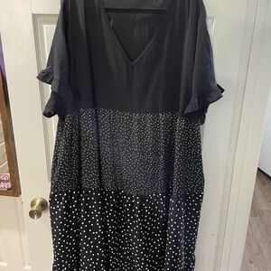 Elegant Black and White Polka Dot Dress
